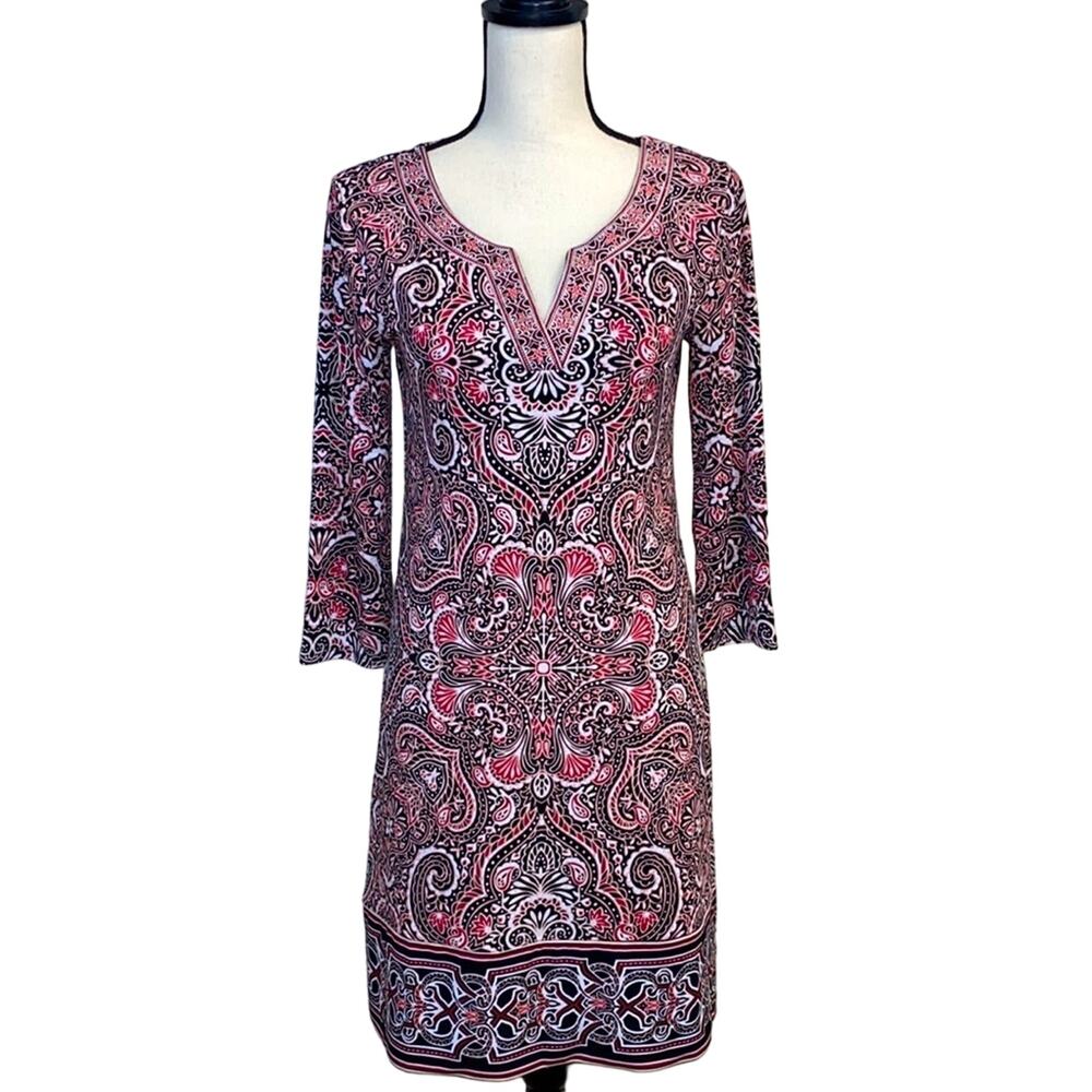 White House Black Market Paisley Knit Shift Dress Small